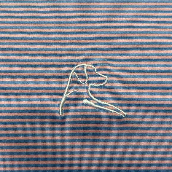 Rhoback Polo Shirt Mens XL Pink Blue Striped Short Sleeve Performance Golf - Picture 2 of 6